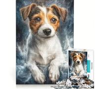 Puzzle per adulti da 1000 pezzi con ritratto di Jack Russell Terrier, gioco rilassante, interazione genitore-figlio, collezione d'artista, belle arti 38x26cm