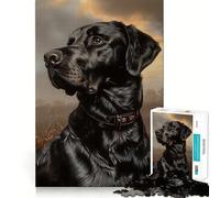 Puzzle per adulti da 1000 pezzi con ritratto di Labrador nero,taglio perfetto Divertente gioco per allenare la mente,ideale per il tempo libero,perfetto come decorazione natalizia 38x52cm