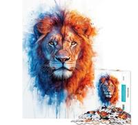 Puzzle per adulti da 1000 pezzi con ritratto di leone ad acquerello difficile e stimolante antistress decorazione per la casa adatto a partire dai 14 anni (50x75cm)