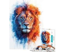 Puzzle per adulti da 1000 pezzi con ritratto di leone ad acquerello sfida educativa gioco impegnativo decorazione da parete per ragazzi dai 14 anni in su (38x52cm)