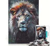 Puzzle per adulti da 1000 pezzi con ritratto di leone dipinto ad olio gioco rilassante ideale per passare il tempo durante le vacanze un regalo perfetto per gli appassionati di videogiochi 50x75cm