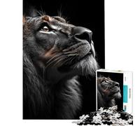 Puzzle per adulti da 1000 pezzi con ritratto di leone su sfondo nero gioco rilassante ed educativo ideale come regalo di compleanno o per il relax (dimensioni 38x52cm) Taglio di precisione