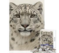 Puzzle per adulti da 1000 pezzi con ritratto di leopardo delle nevi tra montagne nebbiose Gioco educativo un'opera d'arte decorazione da parete compleanno e Natale (38x26cm)