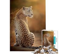 Puzzle per adulti da 1000 pezzi con ritratto di leopardo in luce dorata gioco educativo giocattolo didattico regalo di Babbo Natale segreto migliora la memoria (dimensioni 38x26cm)