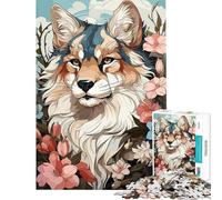 Puzzle per adulti da 1000 pezzi con ritratto di lupo floreale puzzle per adolescenti giochi rilassanti regali per donne compleanni e regali unici (dimensioni 38x26cm)