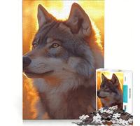Puzzle per adulti da 1000 pezzi con ritratto di lupo in luce dorata antistress ideale per l'interazione genitore-figlio compleanni e altre occasioni 50x75cm