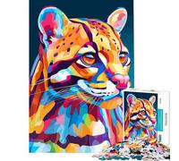 Puzzle per adulti da 1000 pezzi con ritratto di ocelot colorato Puzzle da 1000 pezzi decorazione da parete donne e adulti (38x52cm)