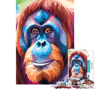 Puzzle per adulti da 1000 pezzi con ritratto di orango colorato gioco rilassante ed educativo ideale come regalo di compleanno o per il relax (dimensioni 38x52cm) Taglio di precisione