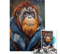 Puzzle per adulti da 1000 pezzi con ritratto di orango giocattolo fai-da-te per adulti un'opera d'arte compleanno e Natale (dimensioni 38x52cm)