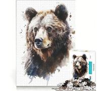 Puzzle per adulti da 1000 pezzi con ritratto di orso ad acquerello gioco pratico per le vacanze a casa ideale per passare il tempo e rafforzare l'amore di coppia 38x52cm