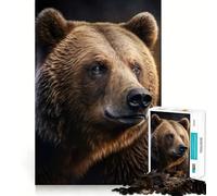 Puzzle per adulti da 1000 pezzi con ritratto di orso su sfondo scuro,bordo perfetto,gioco intelligente,regalo,gioco di ozio,Natale,arte per il tempo libero (38x26cm)
