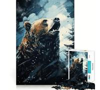 Puzzle per adulti da 1000 pezzi con ritratto di orso,taglio netto,logica,gioco divertente per il tempo libero,decorazione natalizia,regalo (50x75cm)