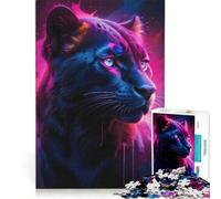 Puzzle per adulti da 1000 pezzi con ritratto di pantera al neon ideale per rilassarsi passare il tempo durante le vacanze a casa un regalo perfetto per gli appassionati di videogiochi 50x75cm