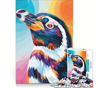 Puzzle per adulti da 1000 pezzi con ritratto di pinguino colorato, gioco impossibile, migliora la memoria, con pezzi a incastro di forma casuale 50x75cm