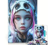 Puzzle per adulti da 1000 pezzi con ritratto di ragazza cyberpunk, gioco impossibile, migliora la memoria, con pezzi di forma casuale completamente ad incastro 38x52cm