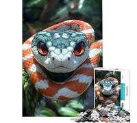 Puzzle per adulti da 1000 pezzi con ritratto di serpente arancione e bianco gioco educativo giocattolo avvincente per coltivare la pazienza regalo per donne e uomini decorazione da parete (50x75cm)