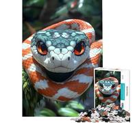 Puzzle per adulti da 1000 pezzi con ritratto di serpente arancione e bianco gioco educativo giocattolo avvincente per coltivare la pazienza regalo per donne e uomini decorazione da parete (38x26cm)