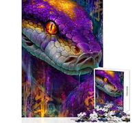 Puzzle per adulti da 1000 pezzi con ritratto di serpente colorato e simboli asiatici gioco educativo sfida impegnativa decorazione da parete per rafforzare l'amore tra le coppie (52x38cm)