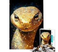 Puzzle per adulti da 1000 pezzi con ritratto di serpente dorato difficile e stimolante gioco educativo pratico per ragazzi dai 14 anni in su (38x52cm)