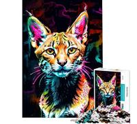 Puzzle per adulti da 1000 pezzi con ritratto di Serval al neon sfida educativa gioco di velocità manuale giocattolo fai da te per ragazzi dai 14 anni in su (38x52cm)