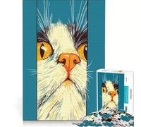 Puzzle per adulti da 1000 pezzi con ritratto di un gatto curioso, giocattolo educativo, ideale per passare il tempo durante le vacanze, regalo di compleanno, regalo 38x26cm