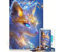 Puzzle per adulti da 1000 pezzi con ritratto di volpe celeste,taglio preciso,divertente gioco di problem solving,svago,divertimento,decorazione per compleanno,regalo (38x52cm)