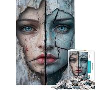 Puzzle per adulti da 1000 pezzi con ritratto di volto screpolato ideale per adolescenti perfetto per passare il tempo durante le vacanze come regalo di compleanno o di Natale 50x75cm