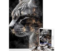 Puzzle per adulti da 1000 pezzi con ritratto digitale di gatto puzzle di animali da 1000 pezzi giocattolo decorativo per la casa regalo di compleanno sfida impegnativa (50x75cm)