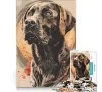 Puzzle per adulti da 1000 pezzi con ritratto espressivo di cane e sfondo astratto, gioco pratico, ideale per passare il tempo durante le vacanze, per rafforzare l'amore di coppia 38x26cm