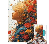 Puzzle per adulti da 1000 pezzi con ritratto floreale e capelli biondi Puzzle per adolescenti ideale per passare il tempo in casa durante le vacanze Gioco di sfida unico 50x75cm