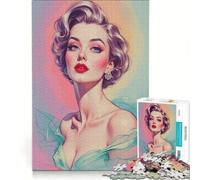 Puzzle per adulti da 1000 pezzi con ritratto glamour di una pin-up bionda Gioco pratico, divertente e spiritoso, ideale come decorazione da scrivania 38x52cm