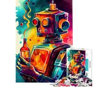 Puzzle per adulti da 1000 pezzi con robot che beve birra puzzle per adolescenti giochi rilassanti ma divertenti e spiritosi regali di compleanno e unici (dimensioni 38x52cm)