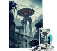 Puzzle per adulti da 1000 pezzi con robot gigante post-apocalittico Divertimento a casa attività creative perfette per la decorazione Gioco impossibile per maggiori di 14 anni 38x26cm