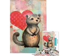 Puzzle per adulti da 1000 pezzi con roditore del bosco e cuore ideale per San Valentino Gioco impossibile ed educativo perfetto come regalo di Babbo Natale segreto per tutta la famiglia (38x26cm)