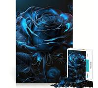 Puzzle per adulti da 1000 pezzi con rosa blu,incastro perfetto,decorazione,gioco di abilità mentale,divertimento spensierato,opera d'arte natalizia 50x75cm