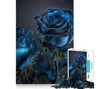 Puzzle per adulti da 1000 pezzi con rosa blu,taglio perfetto Divertimento assicurato,stimola la mente,ideale per i momenti di relax,perfetto per decorare la casa durante il periodo natalizio 50x75cm
