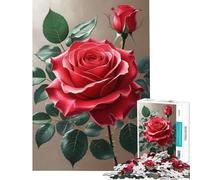 Puzzle per adulti da 1000 pezzi con rosa rossa in fiore e bocciolo Gioco rompicapo avvincente per coltivare la pazienza Idea regalo perfetta Decorazione ideale (Dimensioni 38x52cm)
