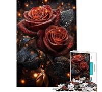 Puzzle per adulti da 1000 pezzi con rose rosse e gocce di rugiada ideale per adolescenti giochi rilassanti regali per donne compleanni e occasioni speciali (dimensioni 38x52cm)