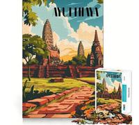 Puzzle per adulti da 1000 pezzi con rovine di Ayutthaya,disegno a taglio liscio,gioco per allenare la mente,divertimento per il tempo libero,regalo di compleanno (38x26cm)