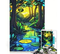 Puzzle per adulti da 1000 pezzi con ruscello nella foresta al tramonto, gioco rilassante, interazione genitore-figlio, regalo di compleanno, regalo di viaggio 50x75cm