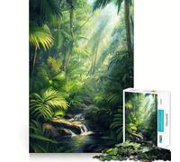 Puzzle per adulti da 1000 pezzi con ruscello nella foresta pluviale tropicale, incastro preciso, gioco di logica, divertimento assicurato, regalo di compleanno (50x75cm)