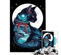 Puzzle per adulti da 1000 pezzi con sagoma di gatto e cancello Torii gioco interattivo giocattolo avvincente per coltivare la pazienza regalo di Babbo Natale segreto ideale per passare il tempo