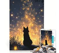 Puzzle per adulti da 1000 pezzi con sagoma di lupo che osserva il cielo stellato giocattolo educativo antistress collezione d'artista opera d'arte 38x26cm