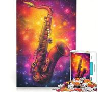 Puzzle per adulti da 1000 pezzi con sassofono nello spazio e musica gioco pratico rilassante e stimolante per la mente regalo di compleanno regalo di viaggio 50x75cm