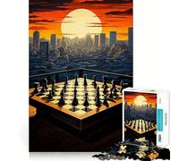 Puzzle per adulti da 1000 pezzi con scacchiera a tema paesaggio urbano,incastro preciso,gioco cognitivo,ideale per momenti di relax e svago,regalo perfetto per le festività (50x75cm)