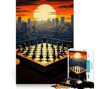 Puzzle per adulti da 1000 pezzi con scacchiera a tema paesaggio urbano,incastro preciso,gioco cognitivo,ideale per momenti di relax e svago,regalo perfetto per le festività (38x26cm)