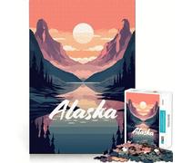 Puzzle per adulti da 1000 pezzi con scena del lago dell'Alaska,decorazione a incastro,gioco stimolante per la mente,momento di relax,regalo di compleanno (38x26cm)