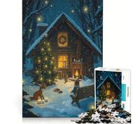 Puzzle per adulti da 1000 pezzi con scena della vigilia di Natale in una baita invernale gioco educativo attività divertenti da fare a casa ideale per compleanni e Natale 50x75cm
