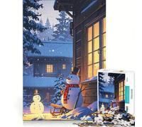 Puzzle per adulti da 1000 pezzi con scena di baita invernale e pupazzi di neve gioco educativo attività divertenti da fare a casa ideale per compleanni e Natale 38x26cm