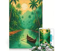 Puzzle per adulti da 1000 pezzi con scena di fiume tropicale e barca gioco interattivo attività divertente da fare a casa per rafforzare l'amore tra le coppie 38x26cm